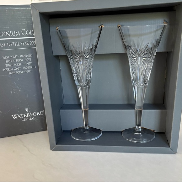 Waterford Other - Waterford Millennium “Health” Crystal Flutes - Clear